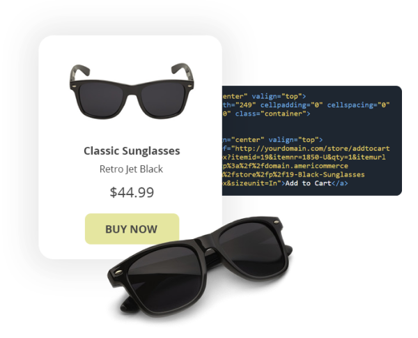 Sunglasses Product Card with code in back