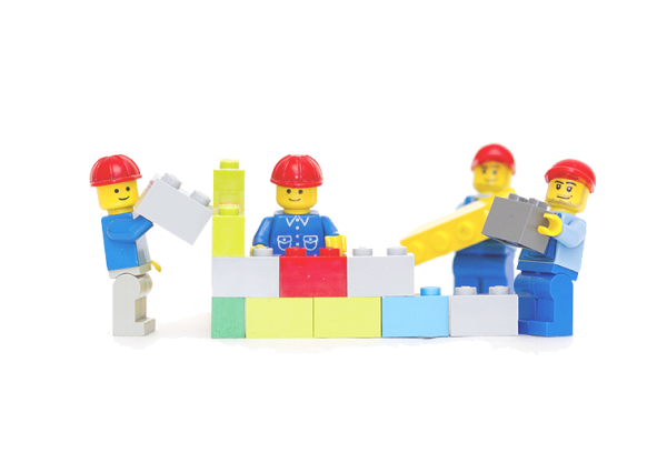 Lego Men Building With Lego Blocks