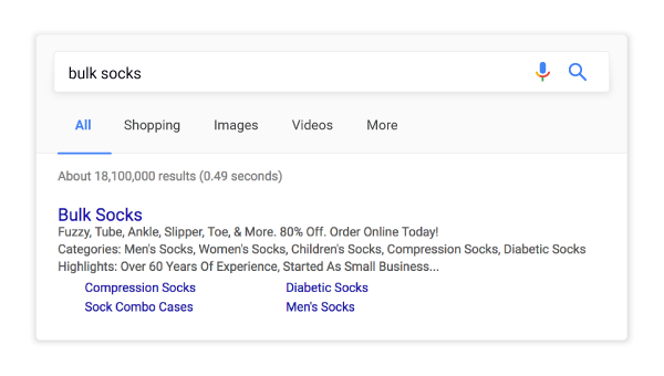 Google Search Results For Socks Screen Shot
