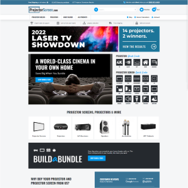 Projector screens website home page