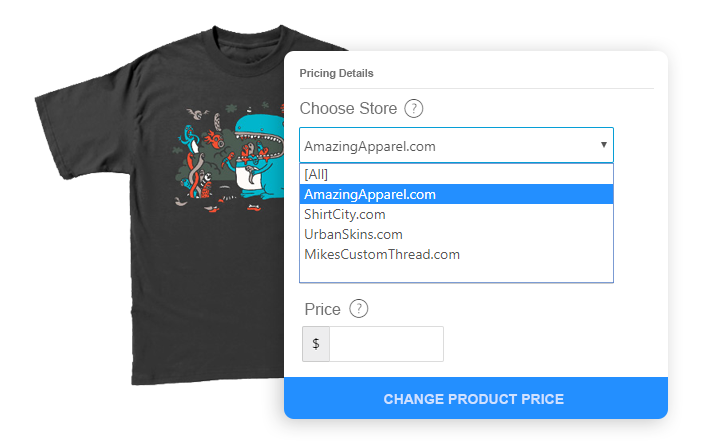 Tshirt with store select dropdown