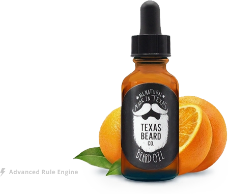 Our client, Texas Beard Company oil bottle with oranges
